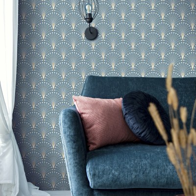 Paper pintat ART DECO BLAU OCEÀ 247 2