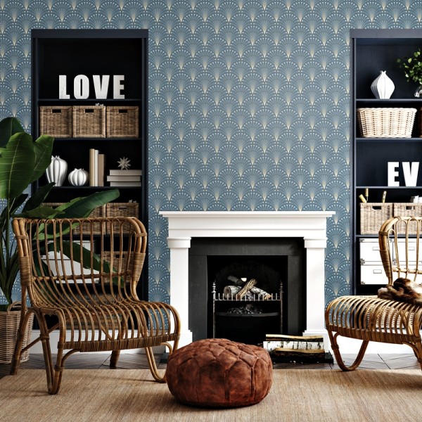 Papel pintado ART DECO 1927 AZUL OCEANO 247