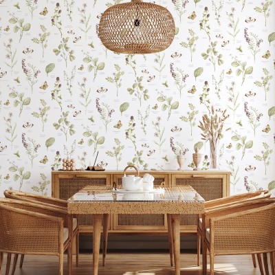 Papel de parede BOTÂNICO VERDE OCRE 299