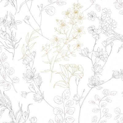 Papel pintado PLANTAS SILVESTRES GRIS Y TERRACOTA 284