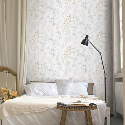Papel de parede PLANTAS SILVESTRES CINZA E TERRACOTA 284 2