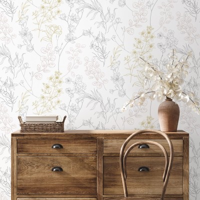 Papel de parede PLANTAS SILVESTRES CINZA E TERRACOTA 284 Papel de parede PLANTAS SILVESTRES CINZA E TERRACOTA 284