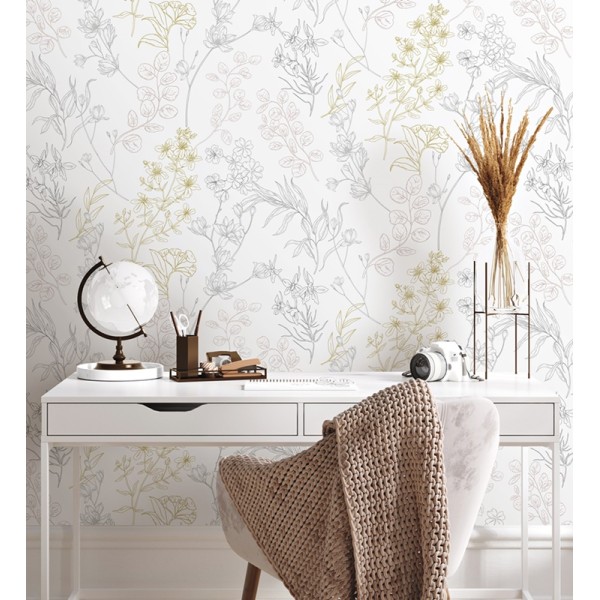 Papel pintado PLANTAS SILVESTRES GRIS Y TERRACOTA 284 Papel pintado PLANTAS SILVESTRES GRIS Y TERRACOTA 284