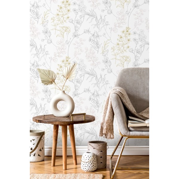 Papel de parede PLANTAS SILVESTRES CINZA E TERRACOTA 284 Papel de parede PLANTAS SILVESTRES CINZA E TERRACOTA 284