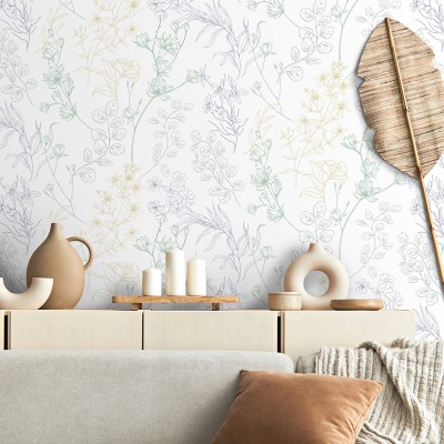 Papel pintado PLANTAS SILVESTRES VERDE Y OCRE 287 Papel pintado PLANTAS SILVESTRES VERDE Y OCRE 287