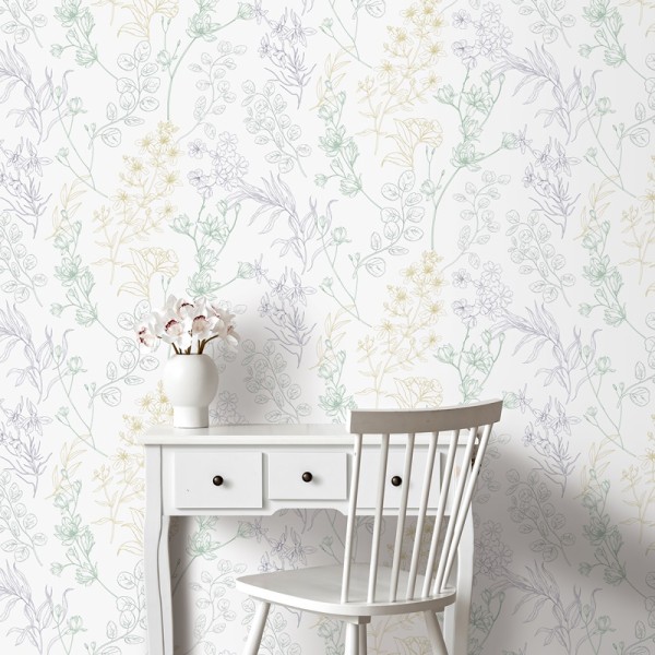 Papel de parede PLANTAS SILVESTRES VERDE E OCRE 287 Papel de parede PLANTAS SILVESTRES VERDE E OCRE 287