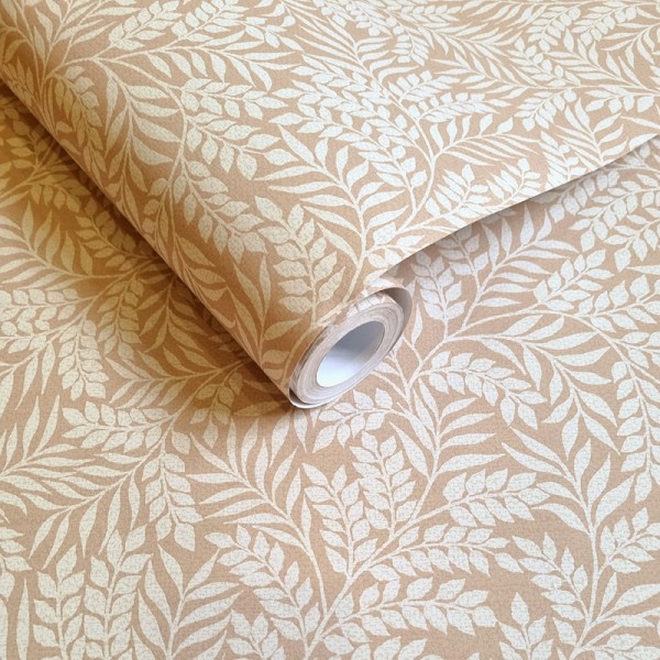 Papel pintado HOJAS DE LAUREL MARRÓN TIERRA