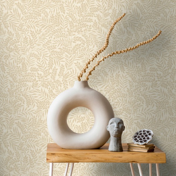 Paper pintat FULLES DE LLORER BEIGE Paper pintat FULLES DE LLORER BEIGE