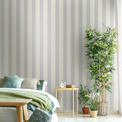 Papel pintado RAYAS EFECTO TEXTIL AZUL