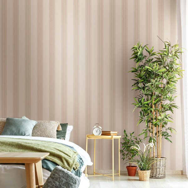 Papel pintado RAYAS EFECTO TEXTIL MARRÓN TIERRA