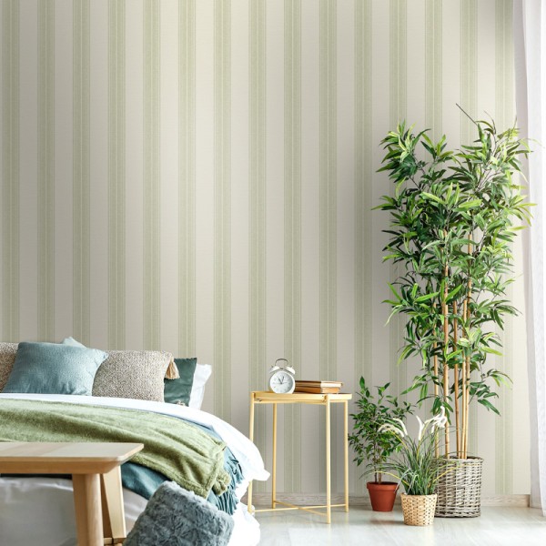 Papel pintado RAYAS EFECTO TEXTIL VERDES