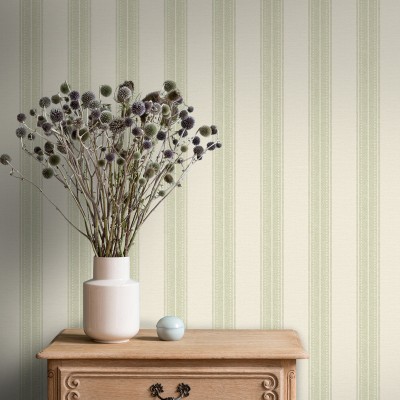 Papel pintado RAYAS EFECTO TEXTIL VERDES
