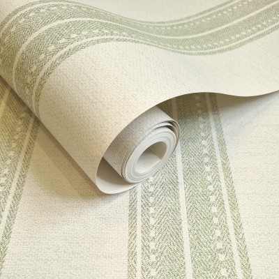 Papel pintado RAYAS EFECTO TEXTIL VERDES