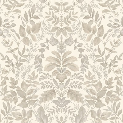 Papel de parede DAMASCO FLORAL BEGE E CINZA