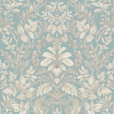 Papel de parede DAMASCO FLORAL BEGE E AZUL
