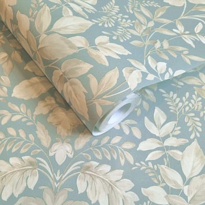 Paper pintat DAMASC FLORAL BEIGE I BLAU