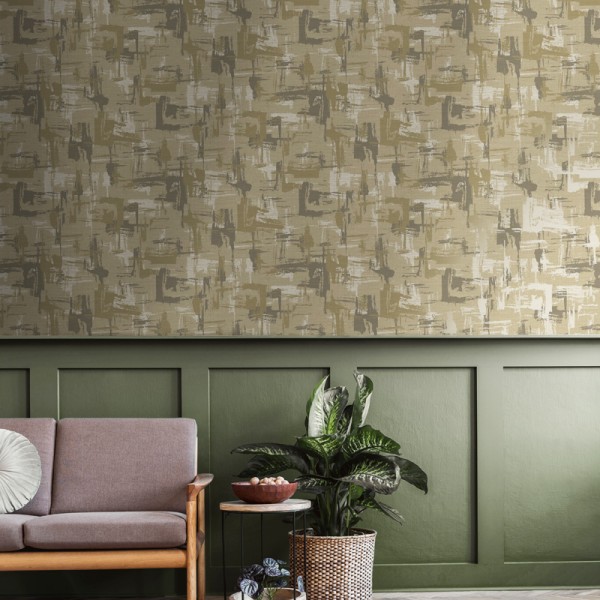 Papel de parede ABSTRATO BEGE E DOURADO