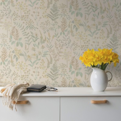 Paper pintat PLANTES BOTÀNIQUES BEIGE 2