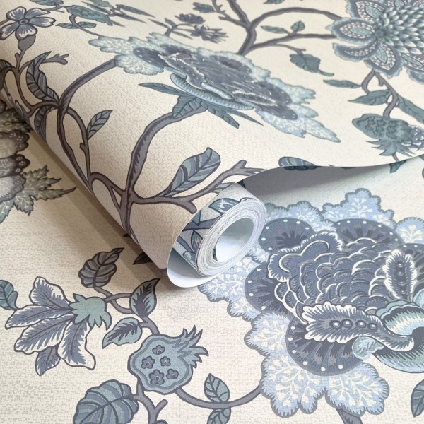 Papel pintado FLORES PAISLEY AZUL