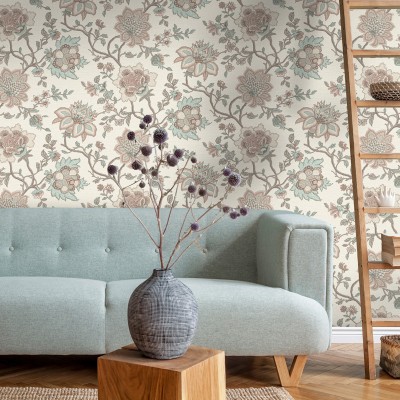 Paper pintat FLORS PAISLEY ROSA I VERD