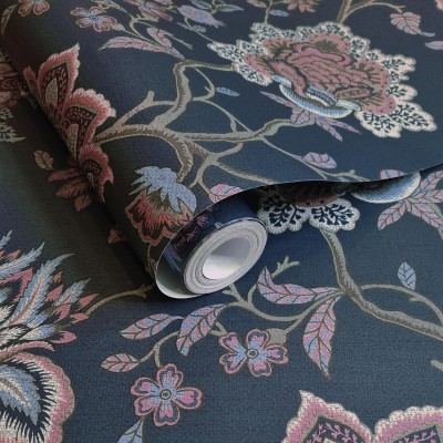 Paper pintat FLORS PAISLEY BLAU MARÍ