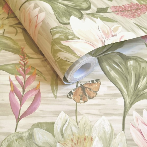 Papel pintado NENÚFARES VERDE BEIGE