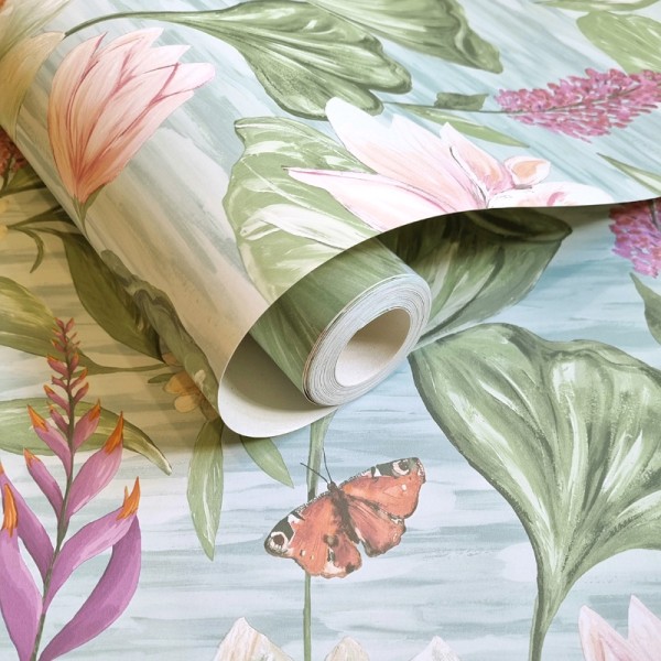 Papel pintado NENÚFARES AZUL VERDE