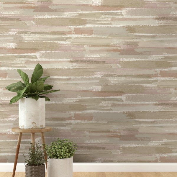 Papel de parede ACUARELA PINCELADAS ROSA BEGE