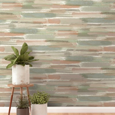 Papel pintado ACUARELA PINCELADAS NARANJA AZUL 2