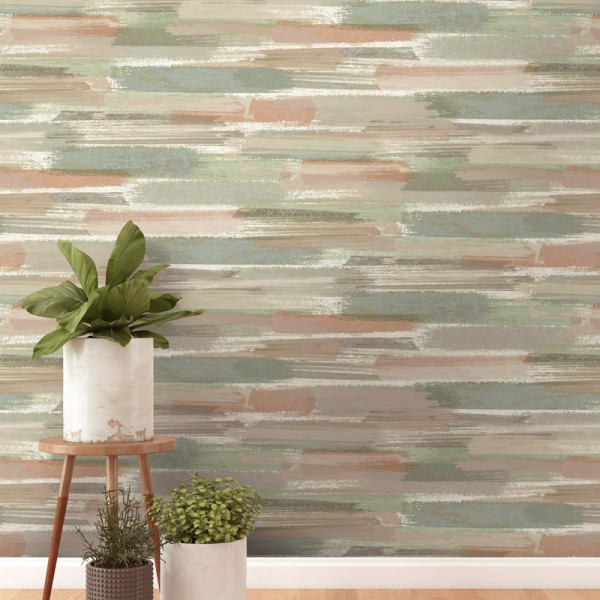 Papel pintado ACUARELA PINCELADAS NARANJA AZUL