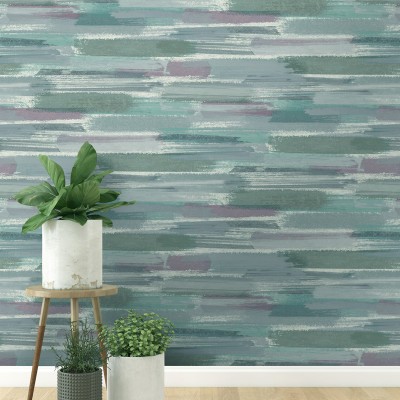 Papel pintado ACUARELA PINCELADAS TURQUESA ROSA