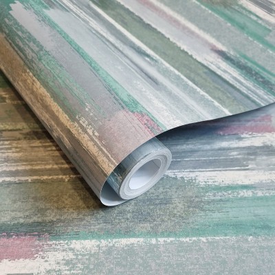 Papel de parede ACUARELA PINCELADAS TURQUESA ROSA