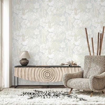 Papel pintado HOJAS TROPICALES VINTAGE Papel pintado HOJAS TROPICALES VINTAGE