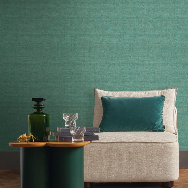Papel de parede TEXTURA FIBRA NATURAL VERDE TURQUESA