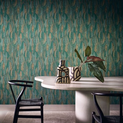 Papel de parede FOLHAS DE EUCALIPTO TURQUESA 2