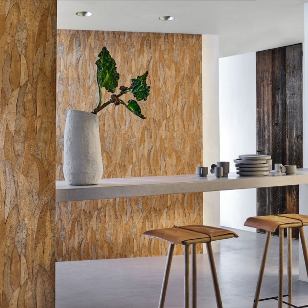 Papel pintado HOJAS DE EUCALIPTO MARRÓN NARANJADO Papel pintado HOJAS DE EUCALIPTO MARRÓN NARANJADO