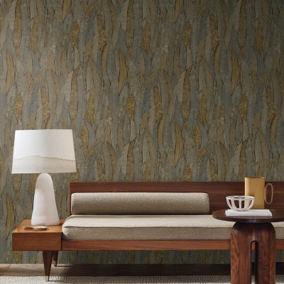 Papel de parede de FOLHAS DE EUCALIPTO MARROM AZUL ESCURO 2