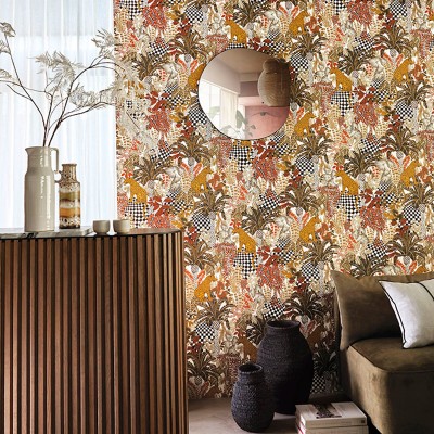 Papel pintado BELIZE OCRE Y TEJA