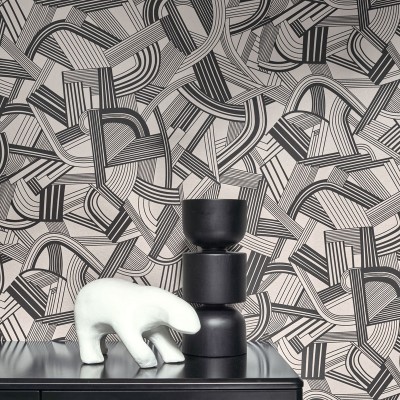 Papel pintado MÚSICA AÑOS 20 PLATEADO Y NEGRO TWNT_8869_91_91 2