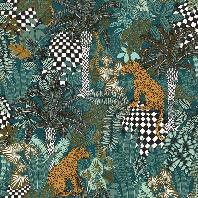 Papel de parede SELVA ÉTNICA TURQUESA Papel de parede SELVA ÉTNICA TURQUESA