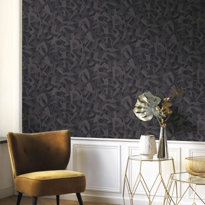 Papel pintado MÚSICA AÑOS 20 NEGRO Y MARRÓN TWNT_8869_95_15