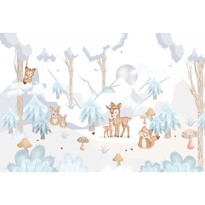 Mural Infantil Bosque Azul VCBA-087 Mural Infantil Bosque Azul VCBA-087