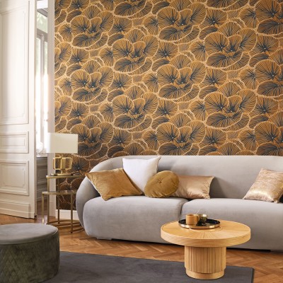 Papel pintado ABANICOS MARRÓN NARANJADO Y NEGRO TWNT_8864_23_13