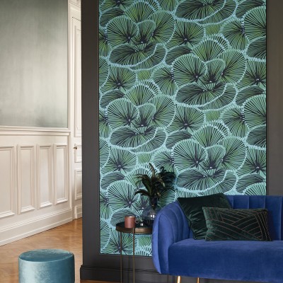 Papel de parede LEQUES AZUL E VERDE METÁLICO TWNT_8864_75_75