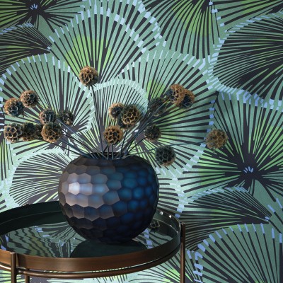 Papel pintado ABANICOS AZUL Y VERDE METALIZADO TWNT_8864_75_75 2