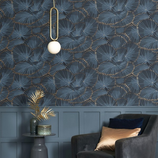 Papel de parede LEQUES AZUL E DOURADO TWNT_8864_64_84