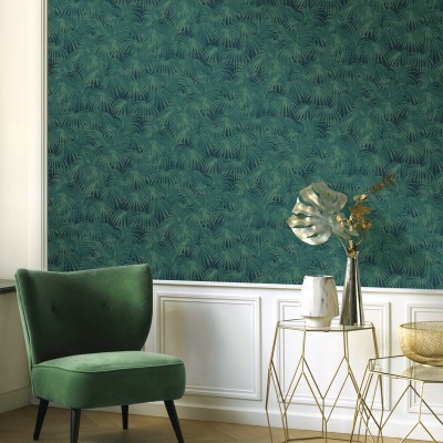Papel pintado HOJAS DE PALMERA VERDE METALIZADO TWNT_8865_75_57 2