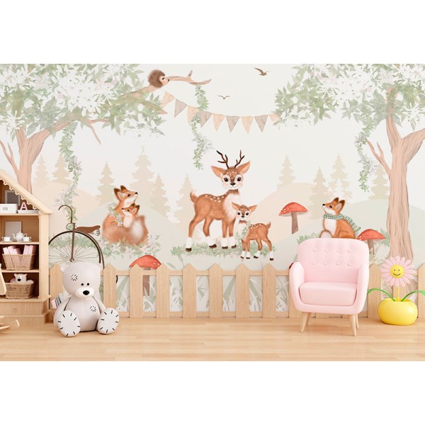 Mural infantil Vamos a Brincar na Floresta VCJB-095