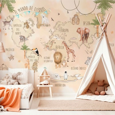 Mural Mapa Infantil personalizável Selvagem VCMS-102 2