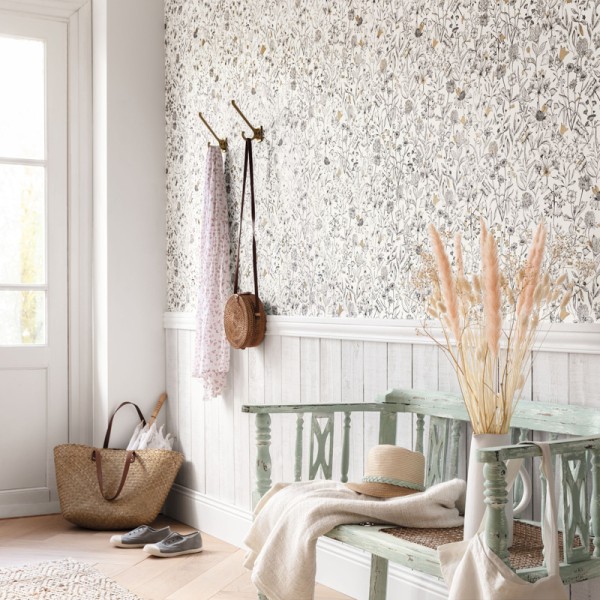 Papel de parede JARDIM FLORAL PRETO E DOURADO MLGT_10300_02_15